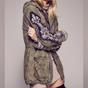 Free People golden quills military parka